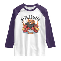Funny Beaver Ice Hockey Goalie Gift Raglan Shirt No Pucks Given - Wonder Print Shop