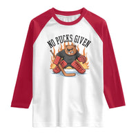Funny Beaver Ice Hockey Goalie Gift Raglan Shirt No Pucks Given - Wonder Print Shop
