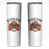Funny Beaver Ice Hockey Goalie Gift Skinny Tumbler No Pucks Given - Wonder Print Shop