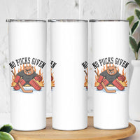 Funny Beaver Ice Hockey Goalie Gift Skinny Tumbler No Pucks Given - Wonder Print Shop
