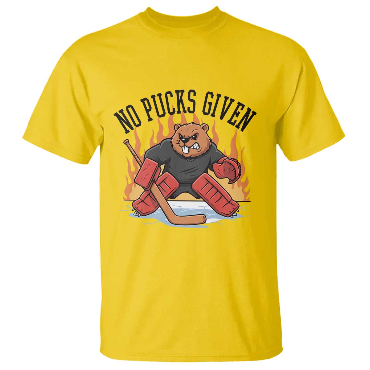 Funny Beaver Ice Hockey Goalie Gift T Shirt No Pucks Given - Wonder Print Shop