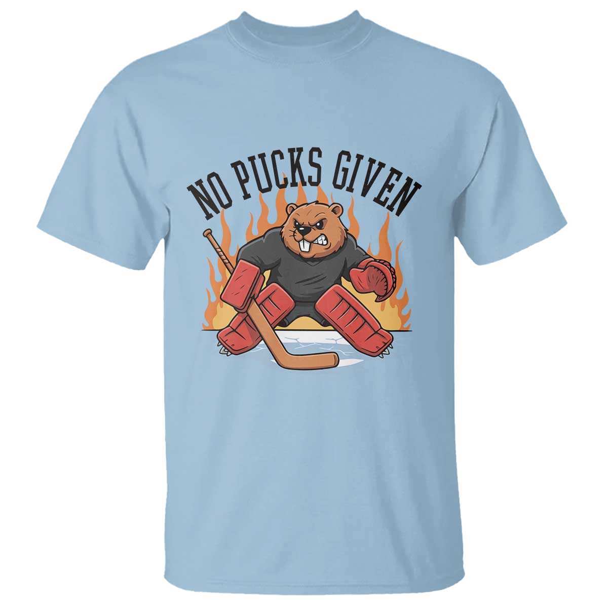 Funny Beaver Ice Hockey Goalie Gift T Shirt No Pucks Given - Wonder Print Shop