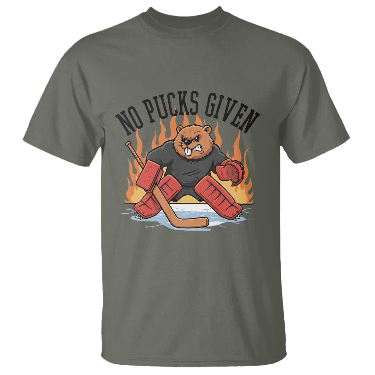 Funny Beaver Ice Hockey Goalie Gift T Shirt No Pucks Given - Wonder Print Shop