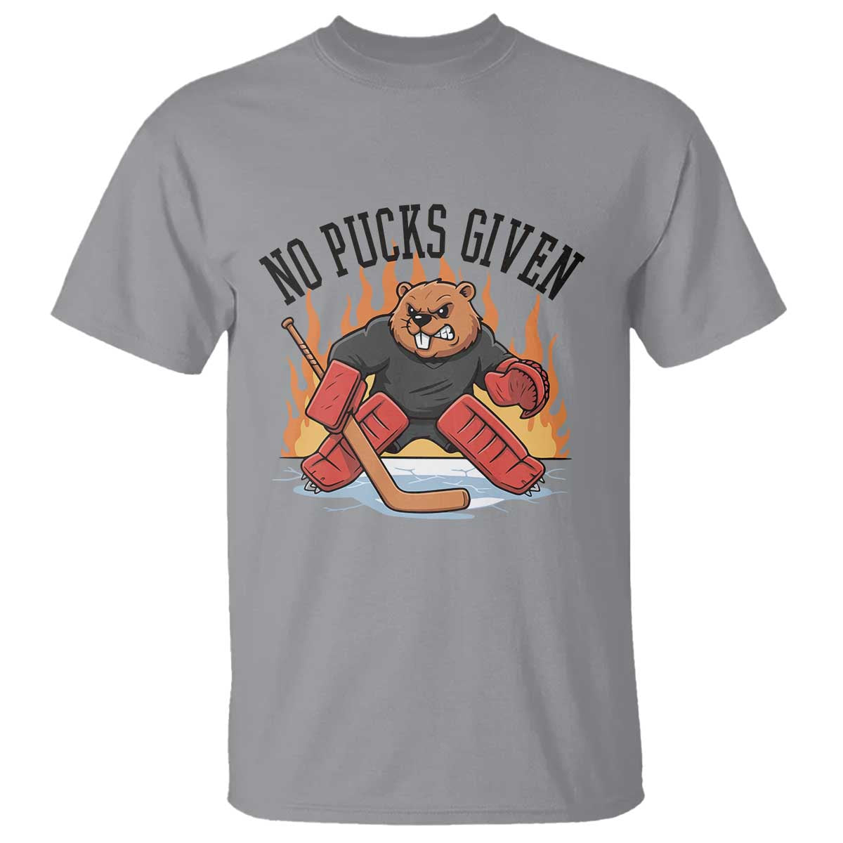 Funny Beaver Ice Hockey Goalie Gift T Shirt No Pucks Given - Wonder Print Shop