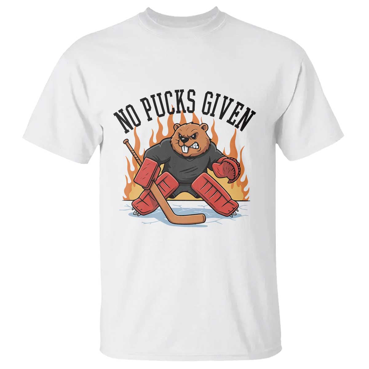 Funny Beaver Ice Hockey Goalie Gift T Shirt No Pucks Given - Wonder Print Shop