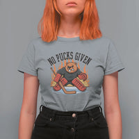 Funny Beaver Ice Hockey Goalie Gift T Shirt For Women No Pucks Given - Wonder Print Shop