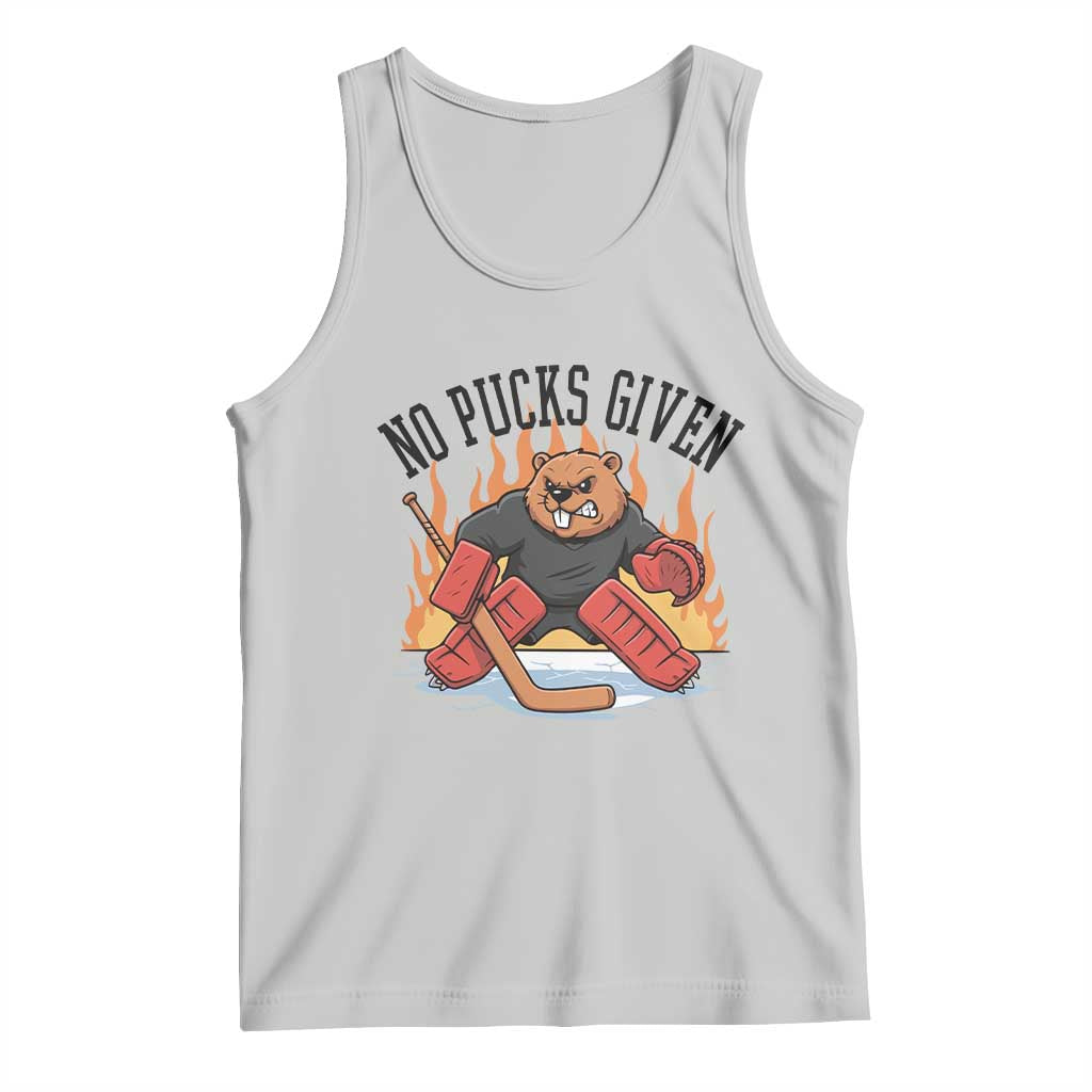 Funny Beaver Ice Hockey Goalie Gift Tank Top No Pucks Given - Wonder Print Shop