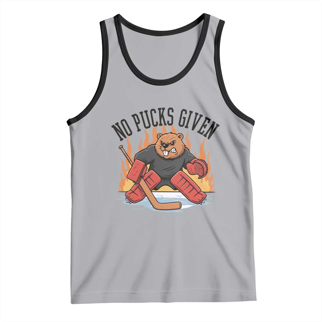 Funny Beaver Ice Hockey Goalie Gift Tank Top No Pucks Given - Wonder Print Shop