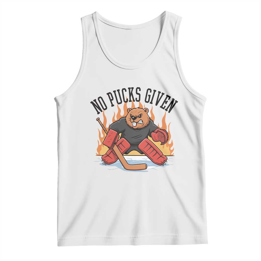 Funny Beaver Ice Hockey Goalie Gift Tank Top No Pucks Given - Wonder Print Shop