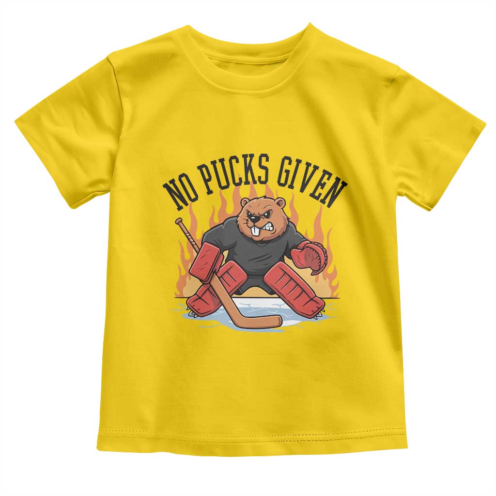 Funny Beaver Ice Hockey Goalie Gift Toddler T Shirt No Pucks Given - Wonder Print Shop
