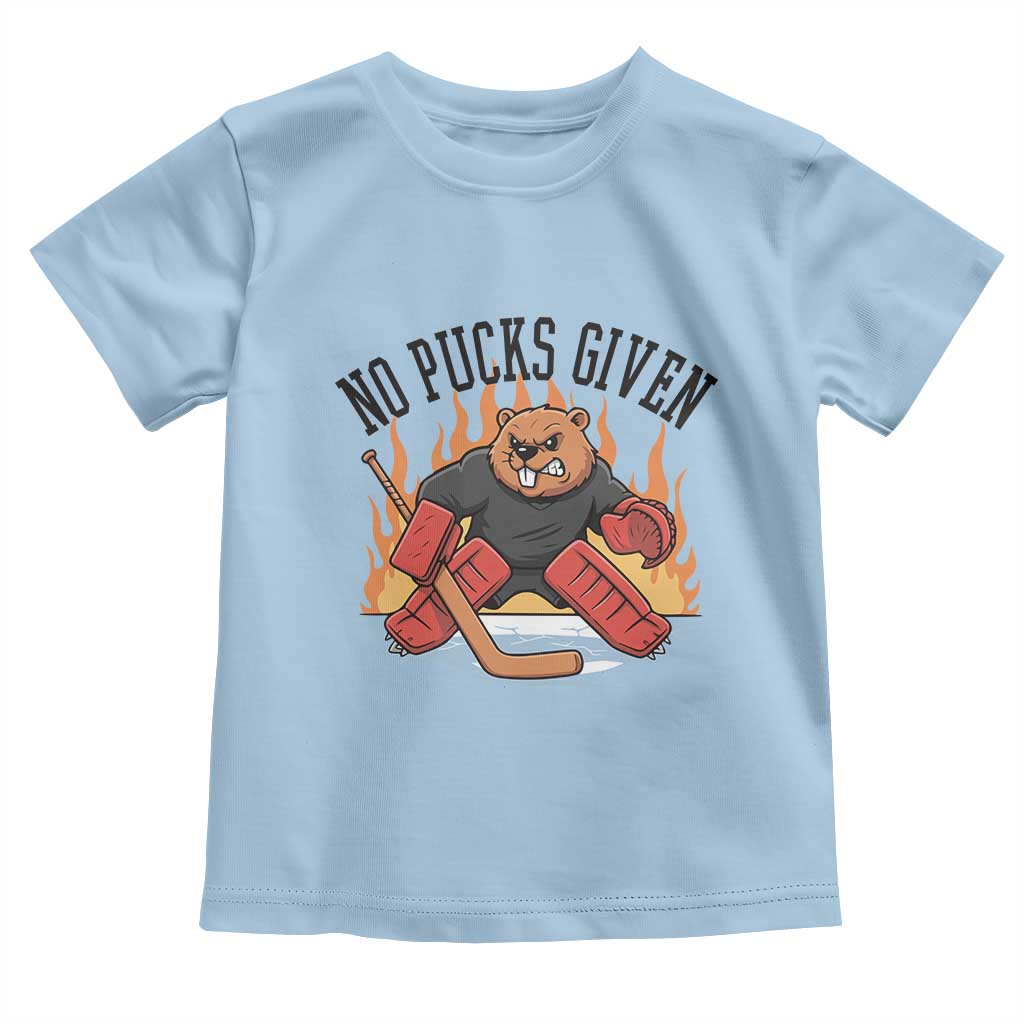 Funny Beaver Ice Hockey Goalie Gift Toddler T Shirt No Pucks Given - Wonder Print Shop