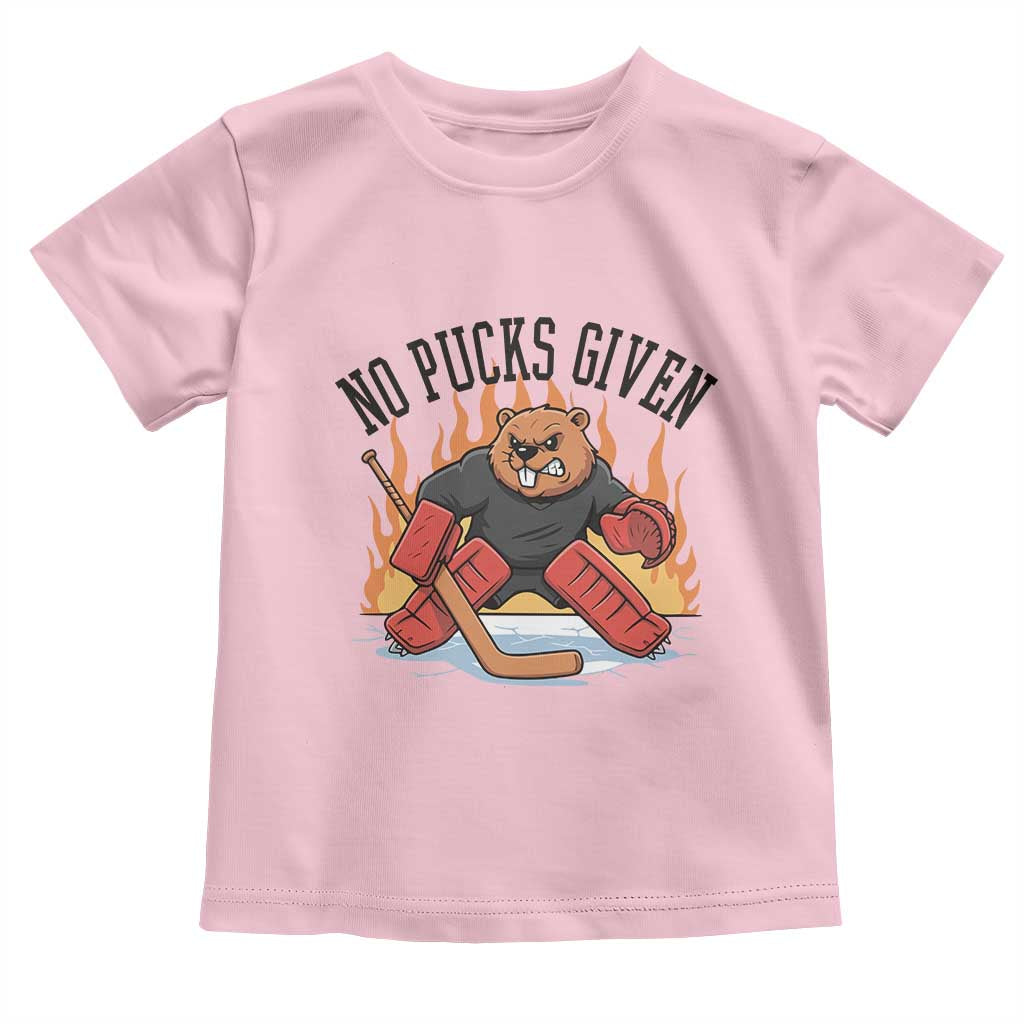 Funny Beaver Ice Hockey Goalie Gift Toddler T Shirt No Pucks Given - Wonder Print Shop