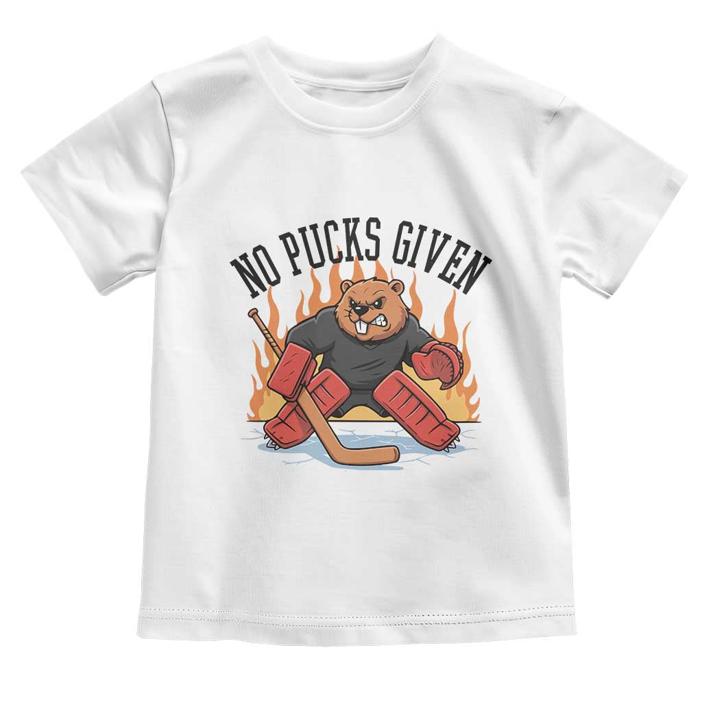 Funny Beaver Ice Hockey Goalie Gift Toddler T Shirt No Pucks Given - Wonder Print Shop