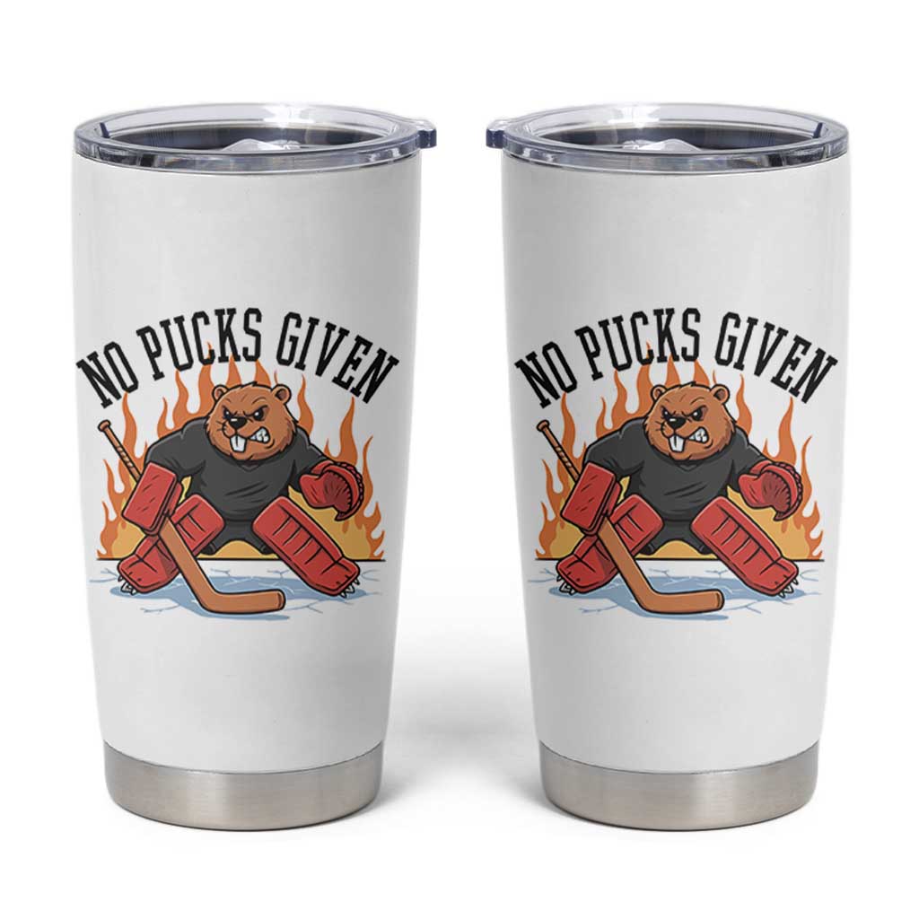 Funny Beaver Ice Hockey Goalie Gift Tumbler Cup No Pucks Given - Wonder Print Shop