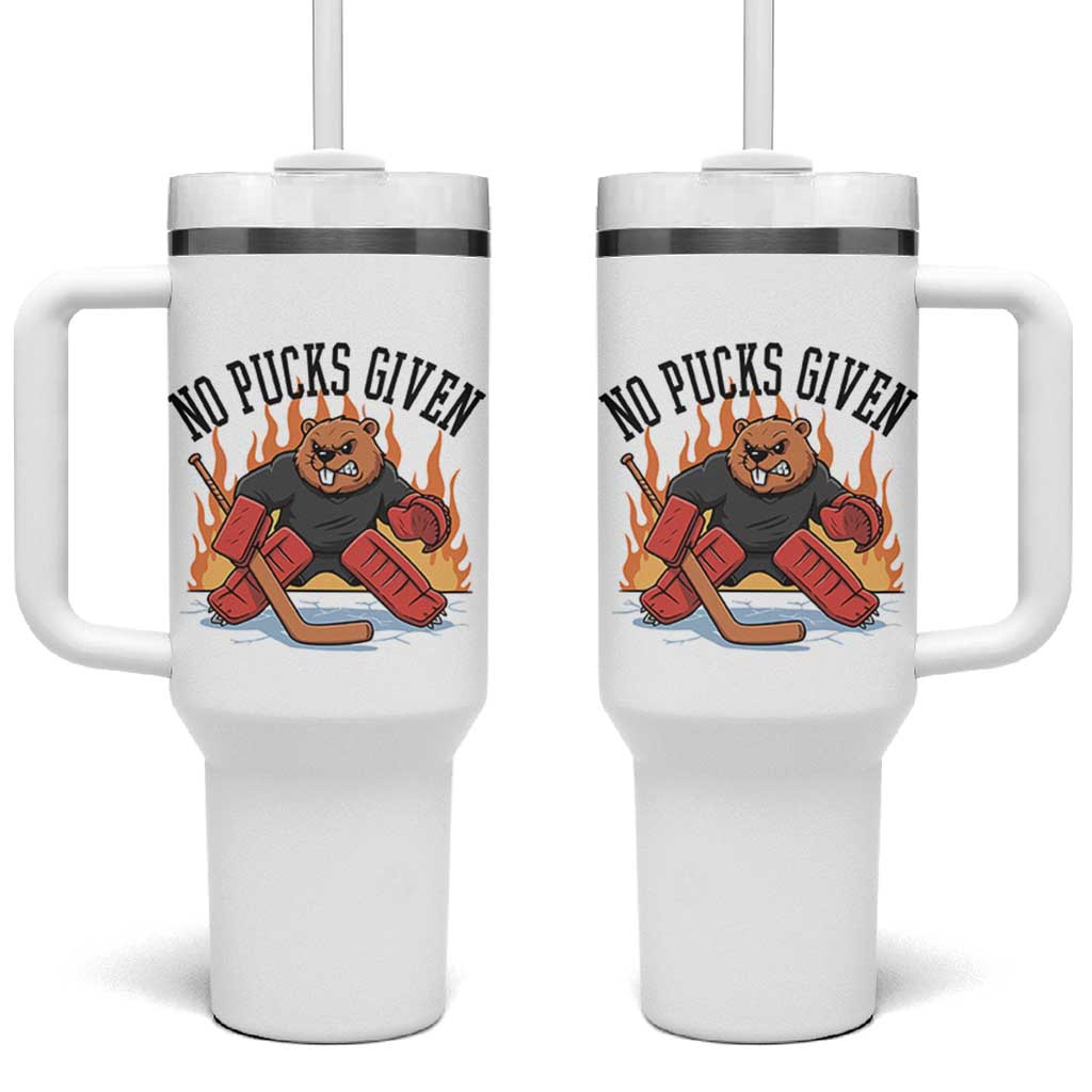 Funny Beaver Ice Hockey Goalie Gift Tumbler With Handle No Pucks Given - Wonder Print Shop