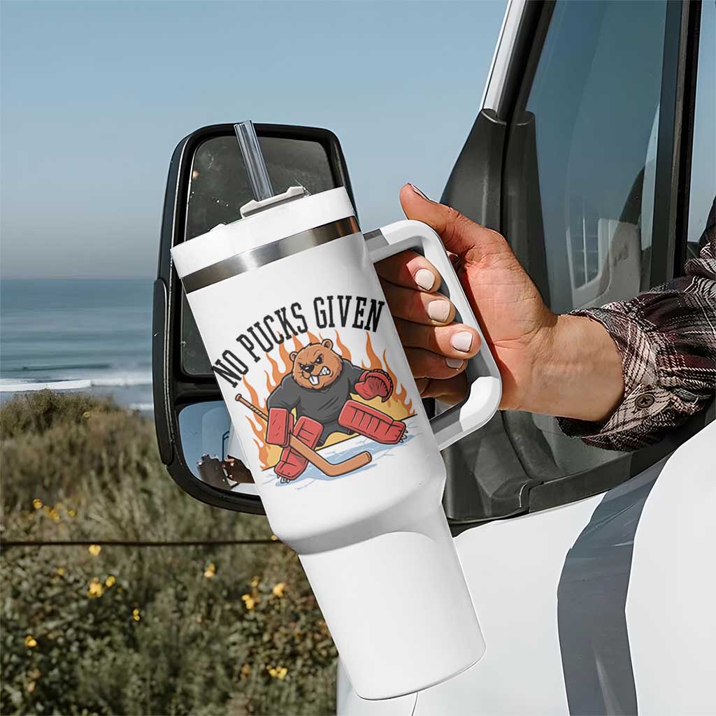 Funny Beaver Ice Hockey Goalie Gift Tumbler With Handle No Pucks Given - Wonder Print Shop