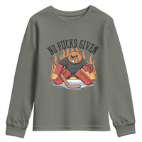 Funny Beaver Ice Hockey Goalie Gift Youth Sweatshirt No Pucks Given - Wonder Print Shop