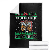 Ugly Christmas Sweater Beaver Ice Hockey Goalie Throw Blanket No Pucks Given - Wonder Print Shop