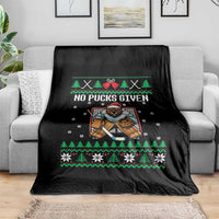 Ugly Christmas Sweater Beaver Ice Hockey Goalie Throw Blanket No Pucks Given - Wonder Print Shop