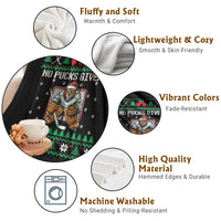Ugly Christmas Sweater Beaver Ice Hockey Goalie Throw Blanket No Pucks Given - Wonder Print Shop