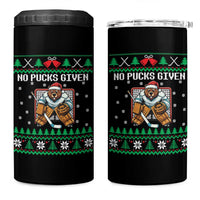Ugly Christmas Sweater Beaver Ice Hockey Goalie 4 in 1 Can Cooler Tumbler No Pucks Given - Wonder Print Shop