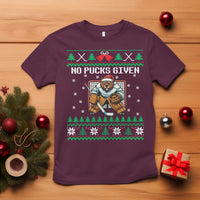 Ugly Christmas Sweater Beaver Ice Hockey Goalie T Shirt No Pucks Given - Wonder Print Shop