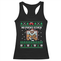 Ugly Christmas Sweater Beaver Ice Hockey Goalie Racerback Tank Top No Pucks Given - Wonder Print Shop