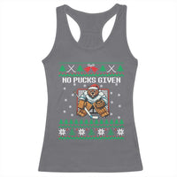 Ugly Christmas Sweater Beaver Ice Hockey Goalie Racerback Tank Top No Pucks Given - Wonder Print Shop