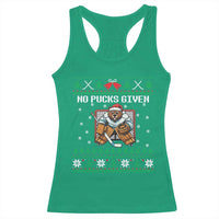 Ugly Christmas Sweater Beaver Ice Hockey Goalie Racerback Tank Top No Pucks Given - Wonder Print Shop
