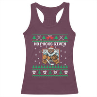 Ugly Christmas Sweater Beaver Ice Hockey Goalie Racerback Tank Top No Pucks Given - Wonder Print Shop