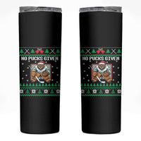 Ugly Christmas Sweater Beaver Ice Hockey Goalie Skinny Tumbler No Pucks Given - Wonder Print Shop