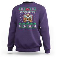 Ugly Christmas Sweater Beaver Ice Hockey Goalie Sweatshirt No Pucks Given - Wonder Print Shop