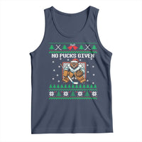 Ugly Christmas Sweater Beaver Ice Hockey Goalie Tank Top No Pucks Given - Wonder Print Shop