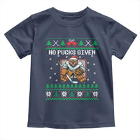 Ugly Christmas Sweater Beaver Ice Hockey Goalie Toddler T Shirt No Pucks Given - Wonder Print Shop