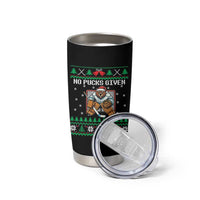 Ugly Christmas Sweater Beaver Ice Hockey Goalie Tumbler Cup No Pucks Given - Wonder Print Shop