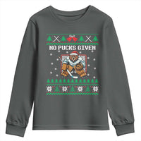 Ugly Christmas Sweater Beaver Ice Hockey Goalie Youth Sweatshirt No Pucks Given - Wonder Print Shop