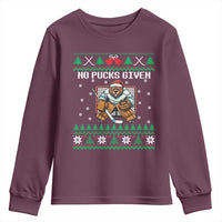 Ugly Christmas Sweater Beaver Ice Hockey Goalie Youth Sweatshirt No Pucks Given - Wonder Print Shop