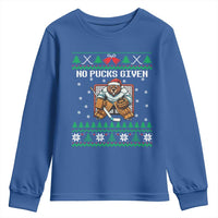 Ugly Christmas Sweater Beaver Ice Hockey Goalie Youth Sweatshirt No Pucks Given - Wonder Print Shop