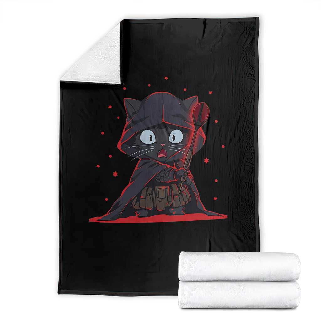 Funny Cat Vader Kitten Playing Darts Throw Blanket Space Scifi Dartist Gift - Wonder Print Shop