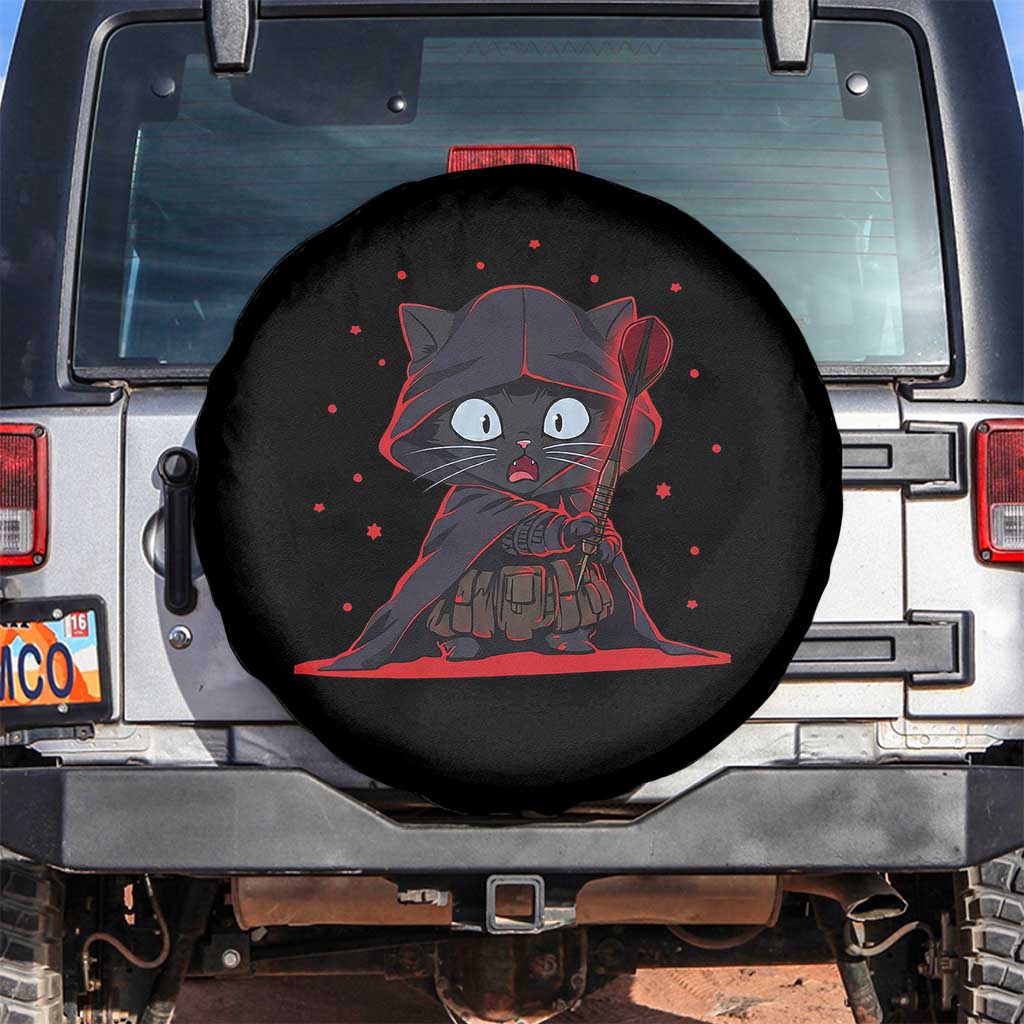 Funny Cat Vader Kitten Playing Darts Spare Tire Cover Space Scifi Dartist Gift - Wonder Print Shop
