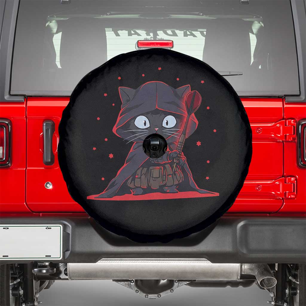 Funny Cat Vader Kitten Playing Darts Spare Tire Cover Space Scifi Dartist Gift - Wonder Print Shop