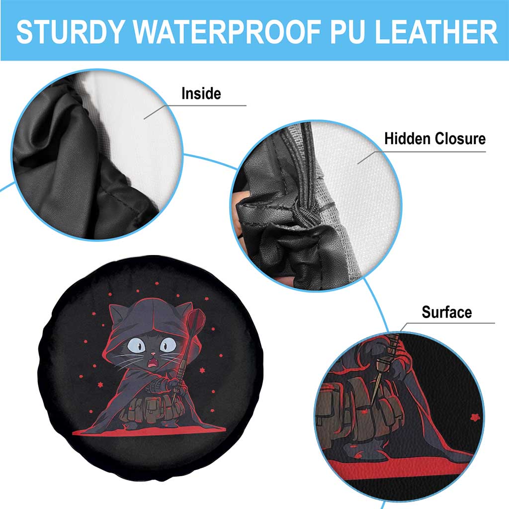 Funny Cat Vader Kitten Playing Darts Spare Tire Cover Space Scifi Dartist Gift - Wonder Print Shop