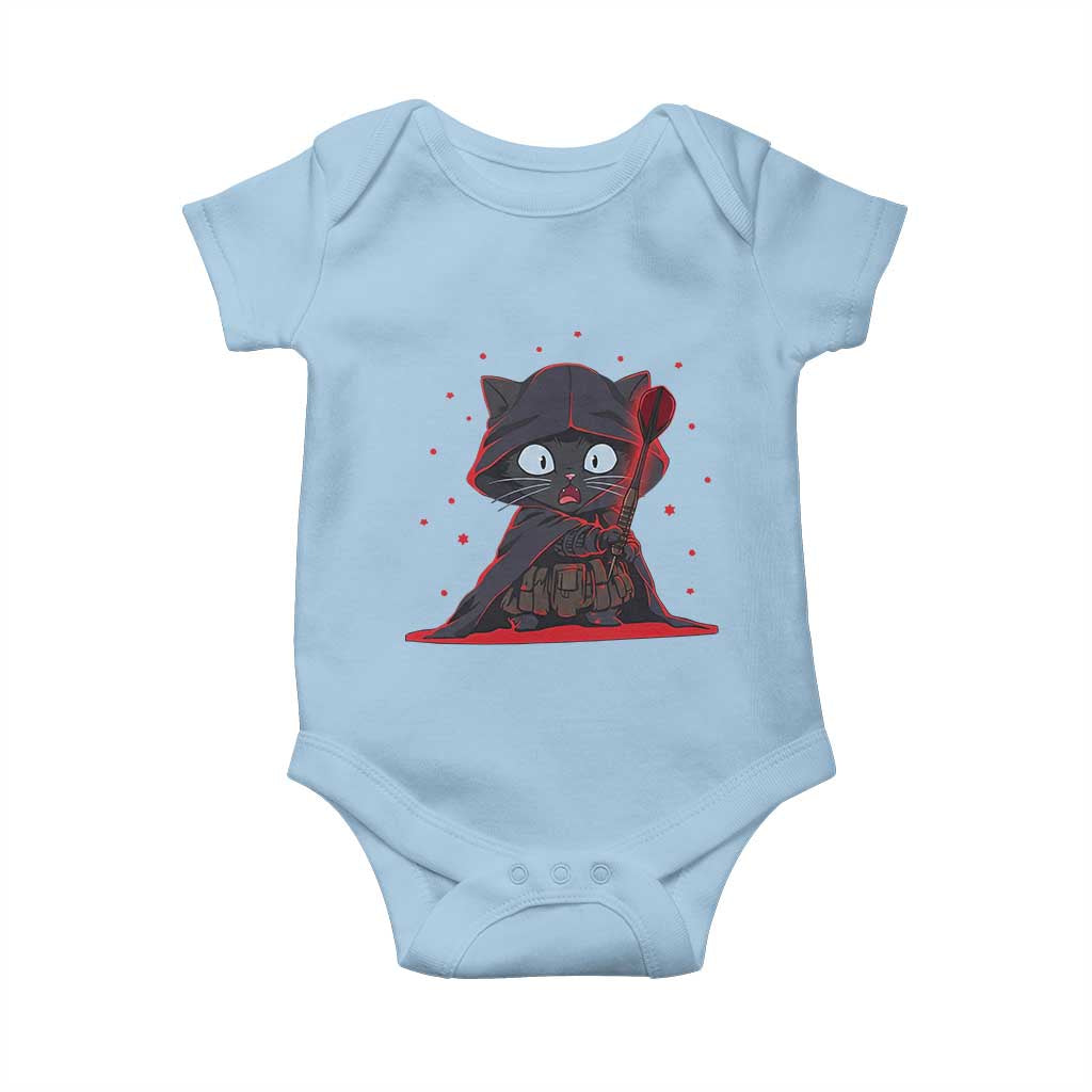 Funny Cat Vader Kitten Playing Darts Baby Onesie Space Scifi Dartist Gift - Wonder Print Shop
