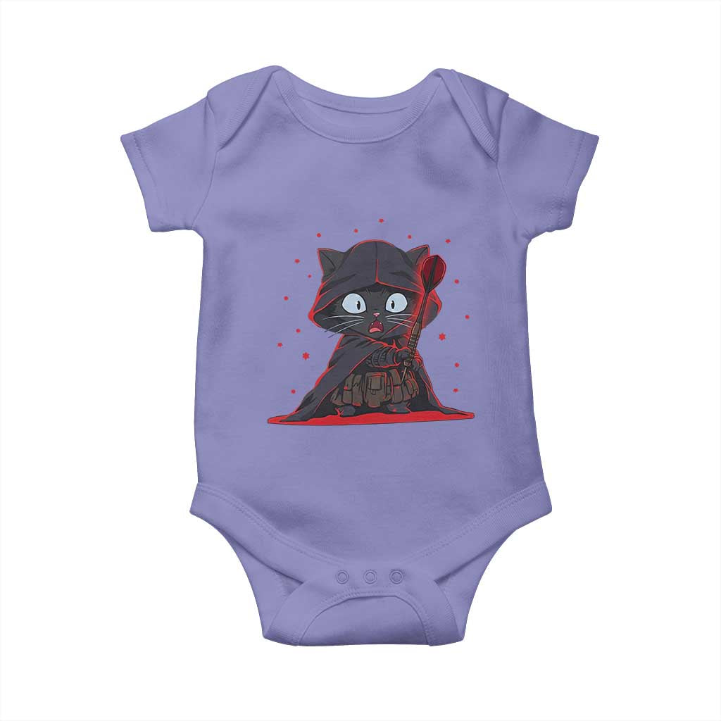 Funny Cat Vader Kitten Playing Darts Baby Onesie Space Scifi Dartist Gift - Wonder Print Shop