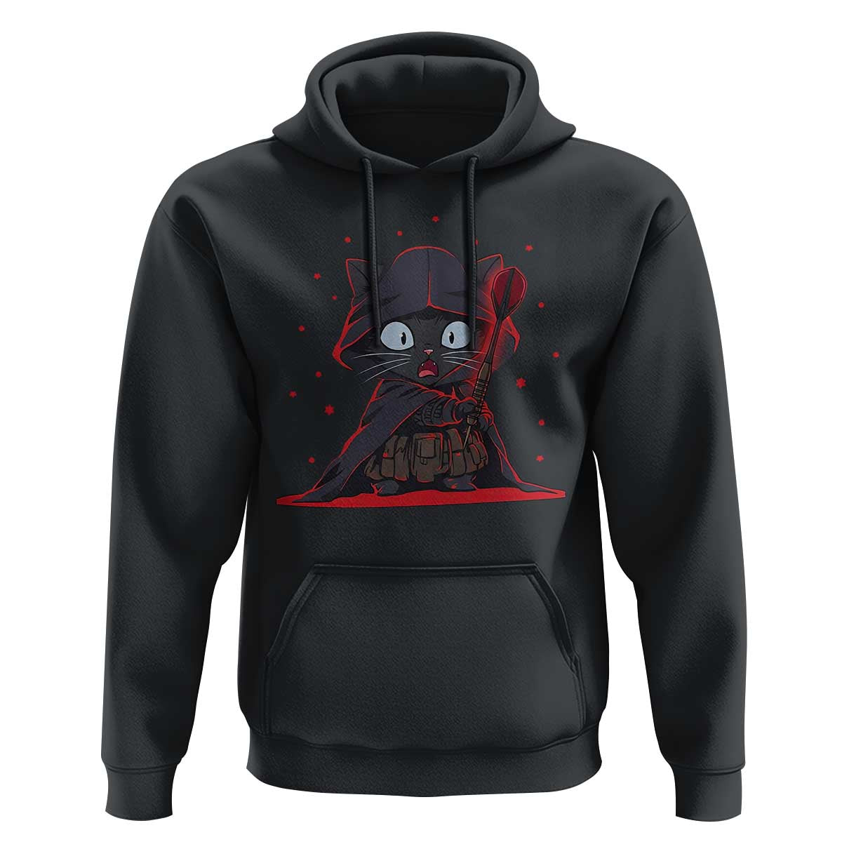 Funny Cat Vader Kitten Playing Darts Hoodie Space Scifi Dartist Gift - Wonder Print Shop