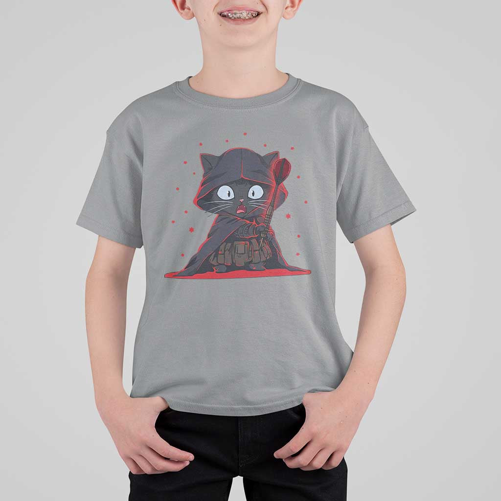 Funny Cat Vader Kitten Playing Darts T Shirt For Kid Space Scifi Dartist Gift - Wonder Print Shop