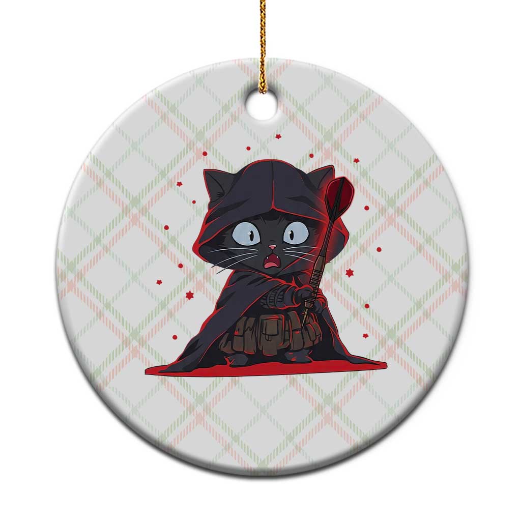Funny Cat Vader Kitten Playing Darts Ceramic Ornament Space Scifi Dartist Gift - Wonder Print Shop