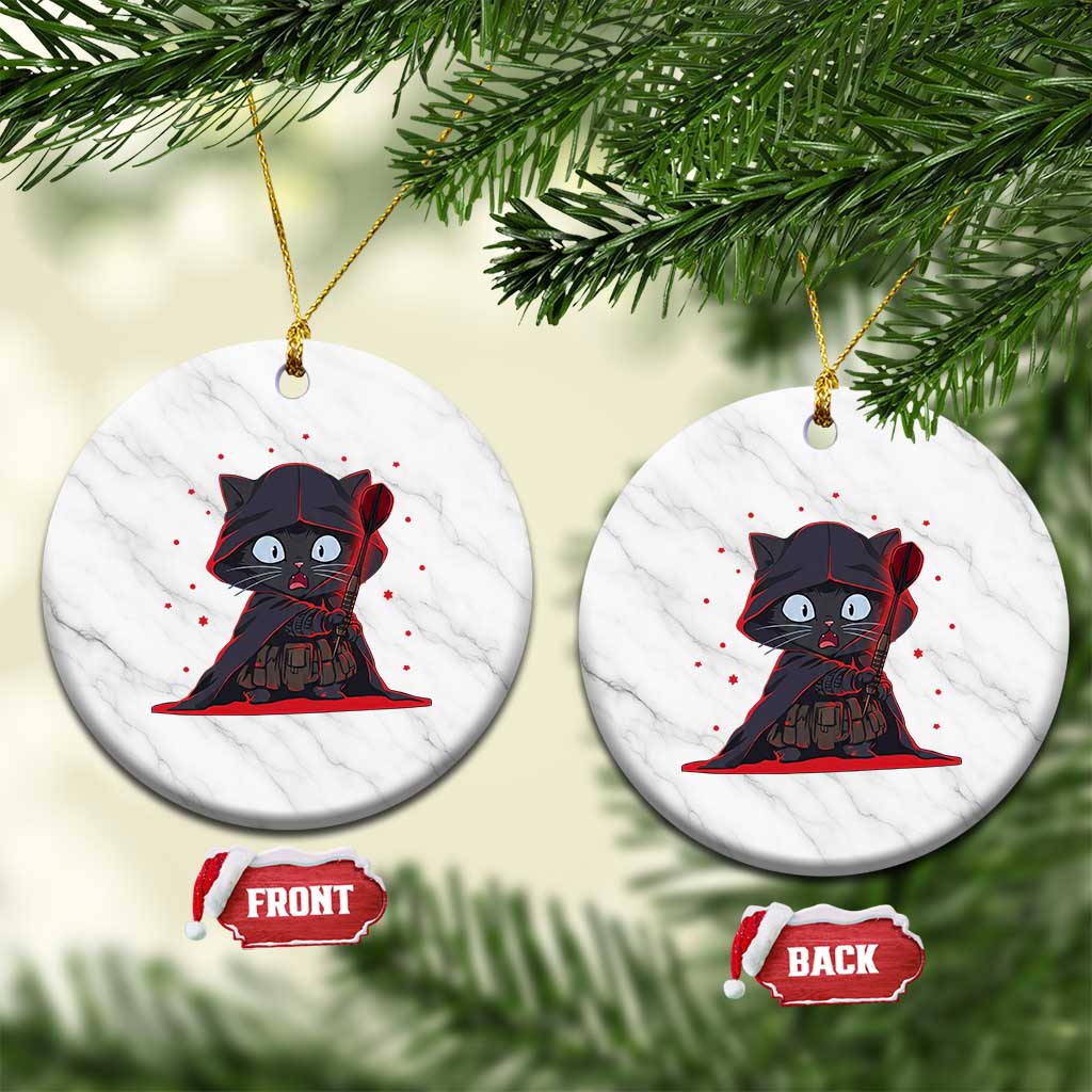 Funny Cat Vader Kitten Playing Darts Ceramic Ornament Space Scifi Dartist Gift - Wonder Print Shop