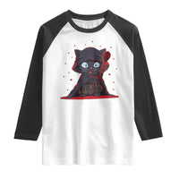 Funny Cat Vader Kitten Playing Darts Raglan Shirt Space Scifi Dartist Gift - Wonder Print Shop
