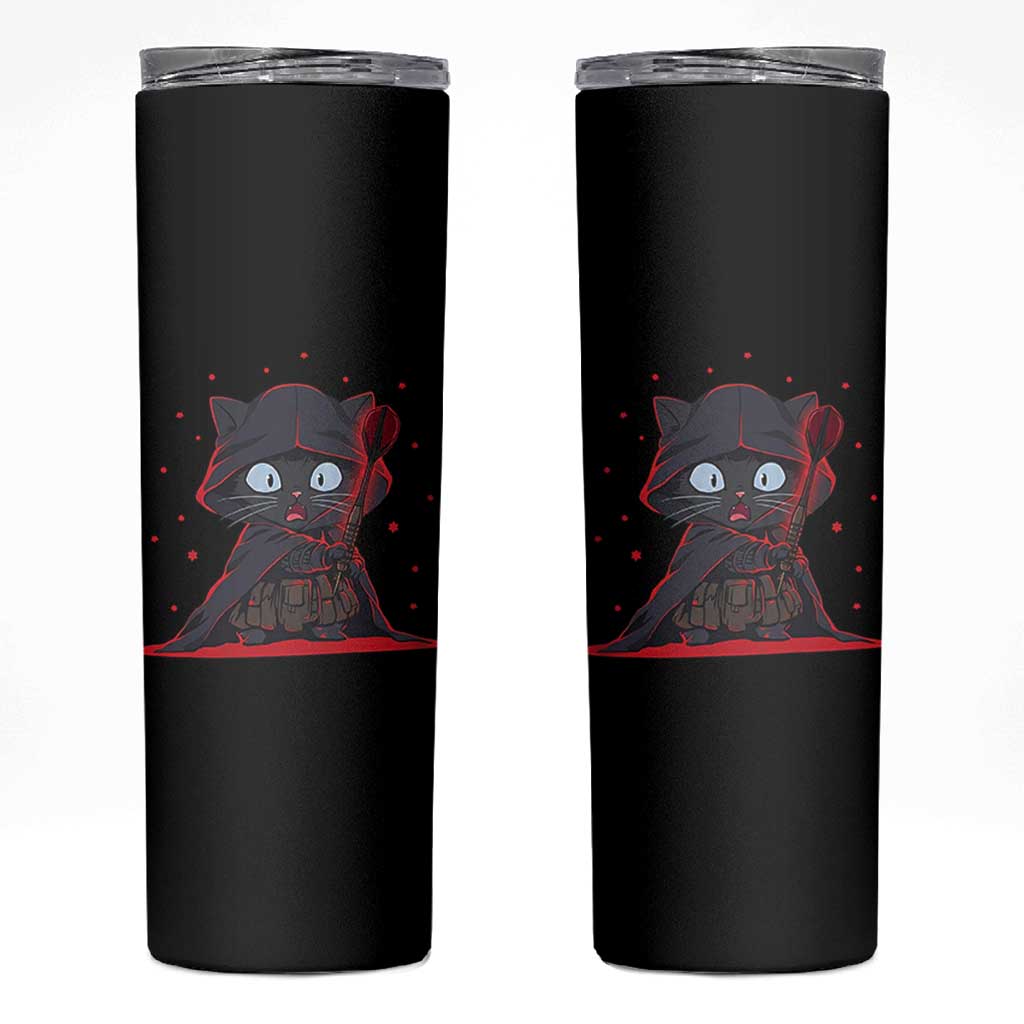 Funny Cat Vader Kitten Playing Darts Skinny Tumbler Space Scifi Dartist Gift - Wonder Print Shop